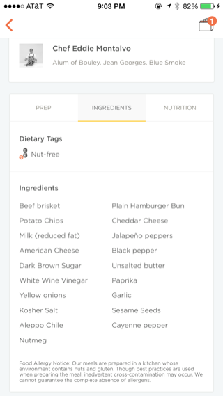 Munchery iPhone tabs screenshot